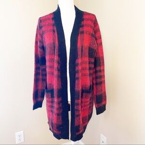 Sweet Claire NWT Red Black Plaid Cardigan - S/M